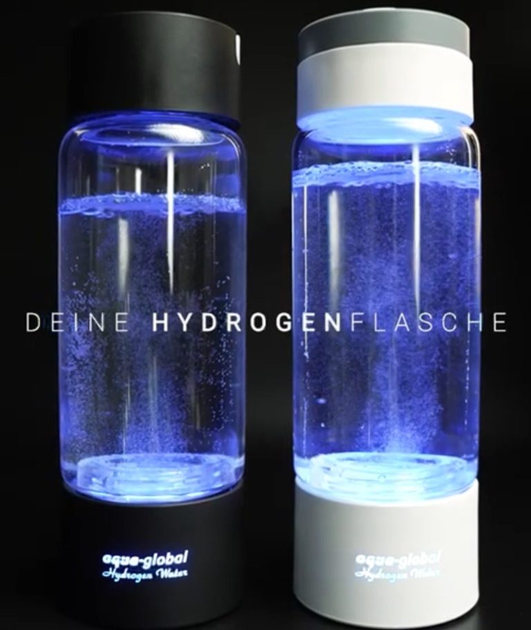 Hydrogenwasser dirket aus der Flasche. Mit aqua-global geht es auch